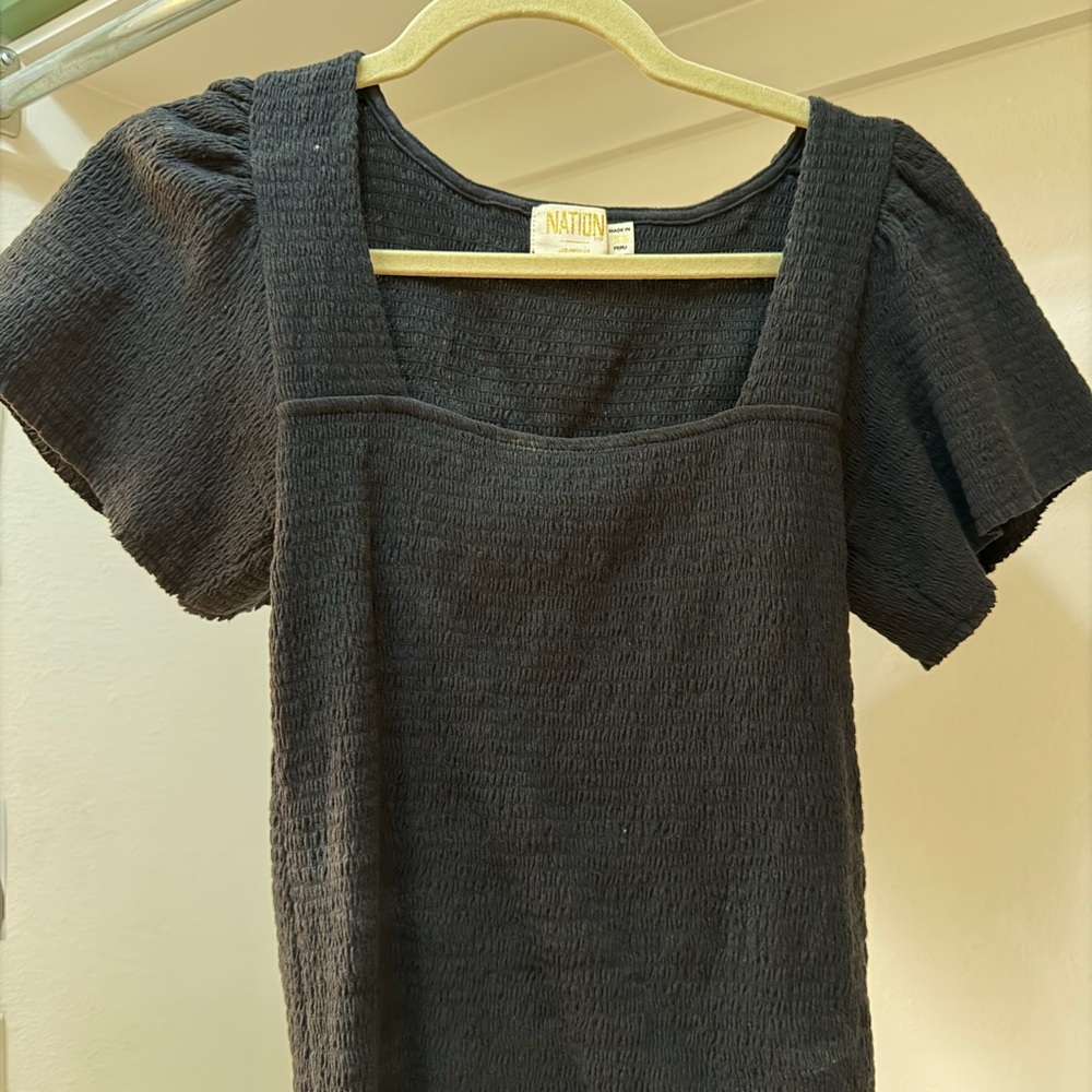 Nation LTD Black Textured Blouse